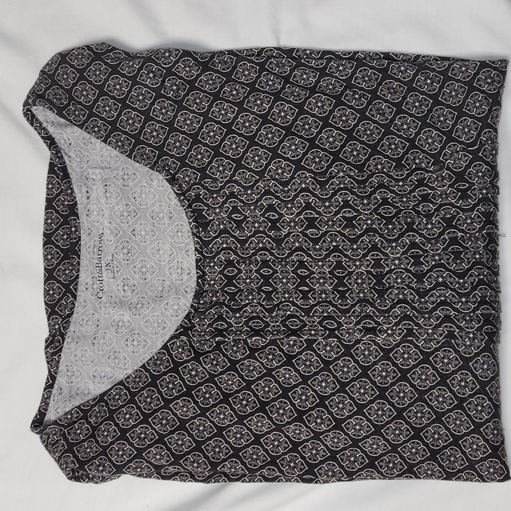 Croft & Barrow Black and Gray Babydoll Fit Geometric Blouse Cottage Core Boho 1X
